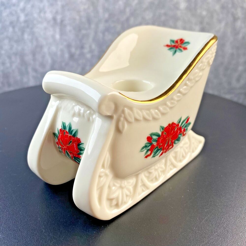 Princess House Exclusive Porcelain Sleigh Taper Candle Holder Replacement No Box